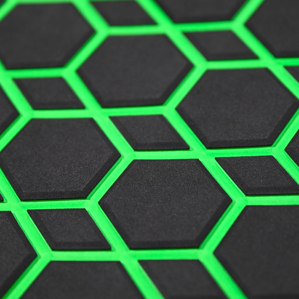 98.4'X43.31' Diamonds and Hexagons EVA Self-Adhesive Boat Flooring and Decorative Fish for Yacht Pool Boat Flooring Sheet Thick Non-Skid mat (Black and Green, 98.4'X43.31')