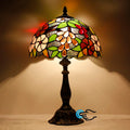 Tiffany Lamp Touch Control Table Lamp Purple Red Stained Glass Desk Lamp 12X12X19 Inches Grape Style Reading Light