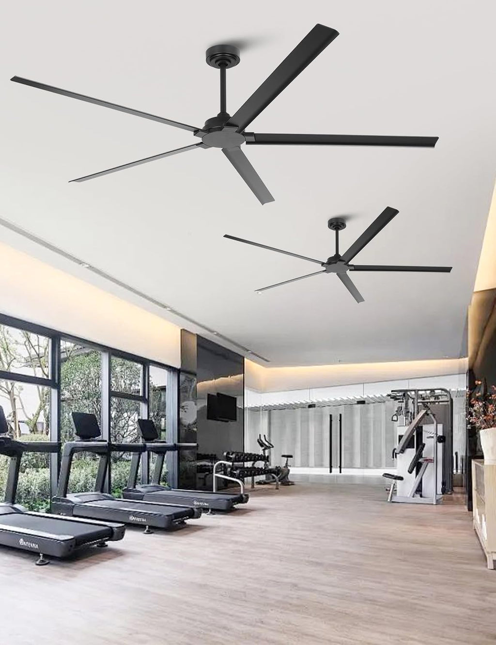 Waterproof Outdoor Ceiling Fans 72 Inch Black Industrial Ceiling Fans without Lights, DC Motor Large Ceiling Fan No Light with 5 Aluminum Blade, Reversible Airflow for Patio Porch Garage Living Room