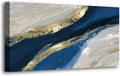 Abstract Canvas Wall Art for Living room Office Bedroom Golden Blue Wall Art Print Oil Paintings Modern Abstract River Texture Pictures Wall Decor Artwork Waterproof Ready to Hang - 28in * 57inch
