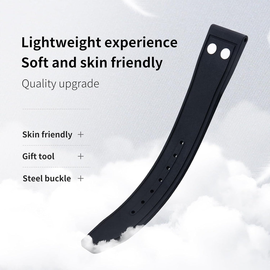 20MM 21MM Nature Fluororubber FKM Rubber With Rivet Watchband For IWC Strap Big Pilot Mark Portugieser TOP GUN Soft Wristband