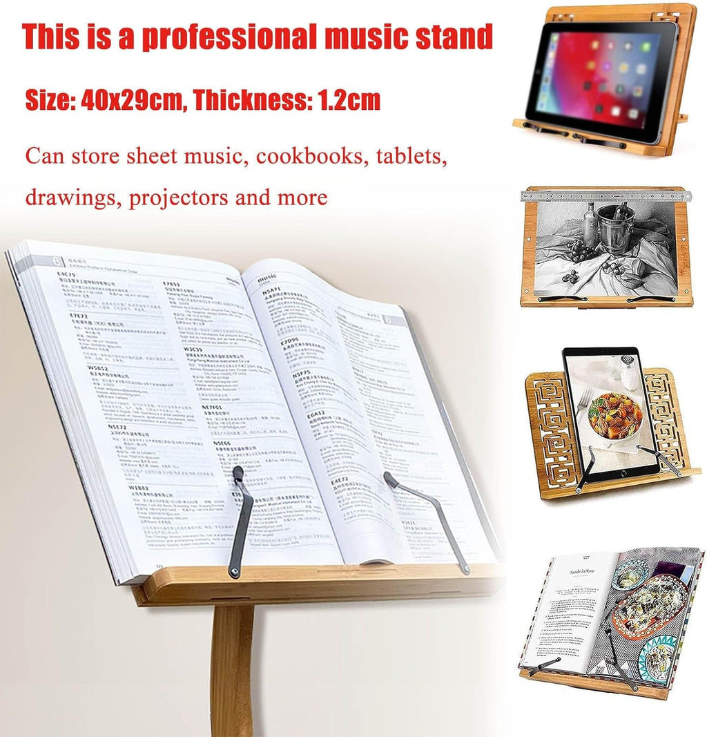 Bamboo Sheet Music Stand, Violin Music Stand, 340° Flip Design, Detachable, Professional Music Book Holder, Stability, for Performence, Guitar, Ukulele, Violin Players,