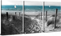 Teal Grey Beach Wall Art Black and White Coastal Wall Decor for Living Room Ocean Theme Nature Landscape Pictures Nautical Seascape Canvas Paintings Bedroom Bathroom Office Home Decoration 20x30' 3Pcs