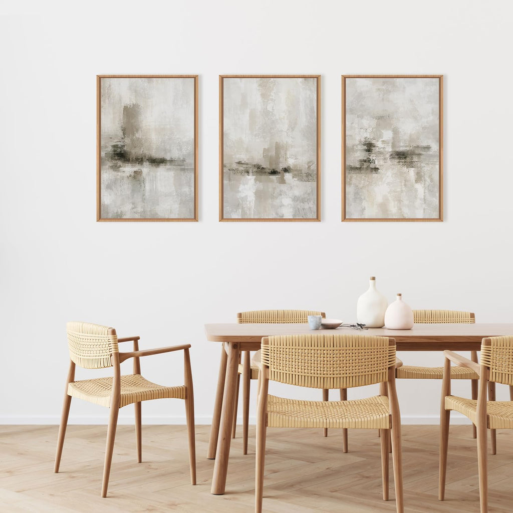 Ausril Abstract Neutral Textured Framed Canvas Wall Art Set, Modern Beige Wall Decor, Minimalist Brown Grunge Wall Painting, Black and White Art Print for Living Room, Bedroom, Office 24'×36'×3