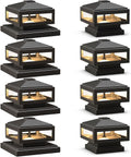 GOODSMANN Landscape Lighting 8PK Low Voltage Post Cap Lights Outdoor Lights 3W LED 150 Lumen 3000K with Cable Connectors 2 Bases for 6X6 (Actual 5.5' x 5.5') and 4X4 (Actual 3.5' x 3.5')