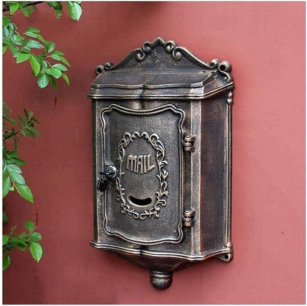 Suggestion Box Donation and Ballot Box Outside Aluminum Wall Mount Post Box European Style Mailbox Secure Mailbox Letterbox Outdoor Retro Vintage Mailboxes Mail Drop & Collection Boxes ( Color : B )