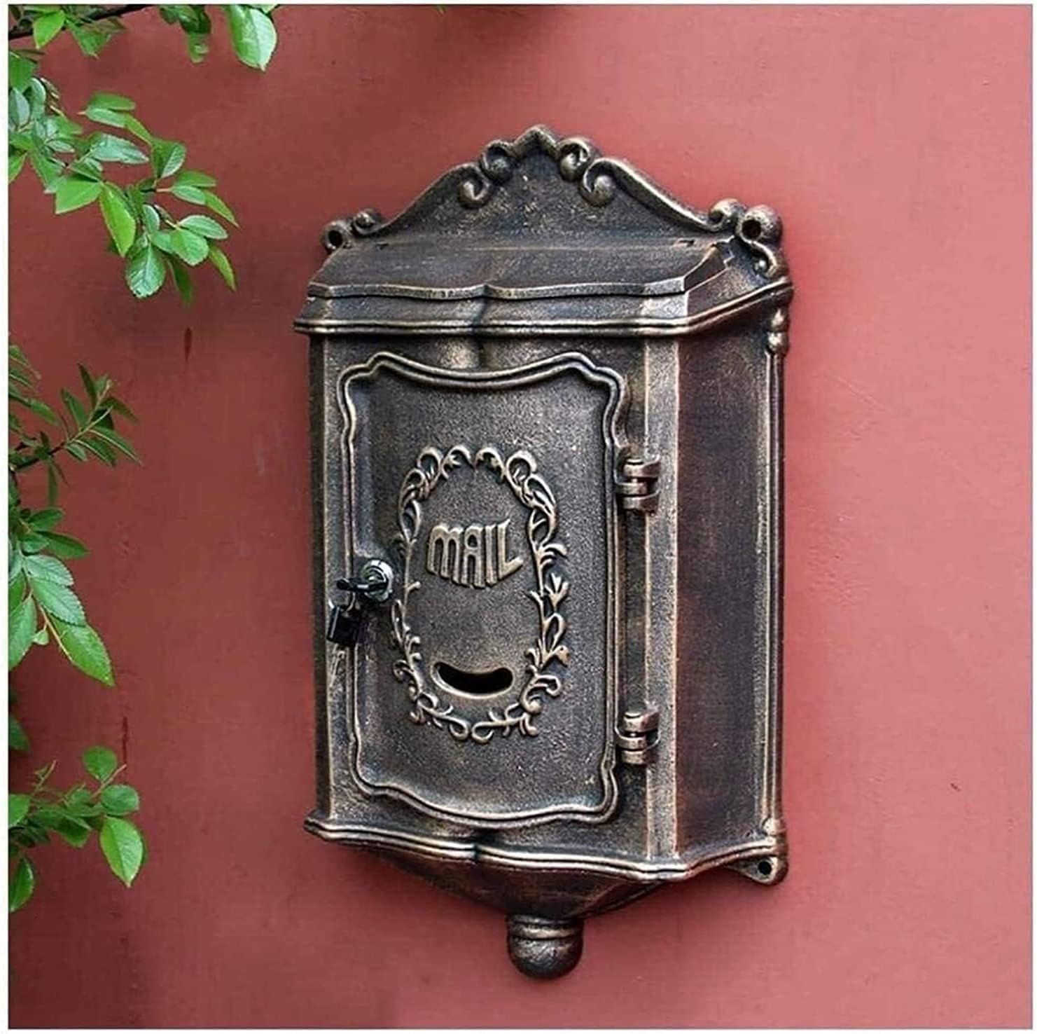 Suggestion Box Donation and Ballot Box Outside Aluminum Wall Mount Post Box European Style Mailbox Secure Mailbox Letterbox Outdoor Retro Vintage Mailboxes Mail Drop & Collection Boxes ( Color : B )