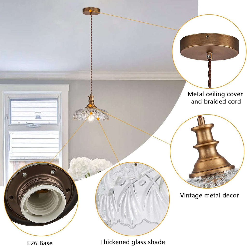 HDDFL Vintage Pendant Lights Fixture Modern Pendant Lighting Fixtures Hanging Lamp for Kitchen Island Bedroom Living Room Hallway 2 Pack