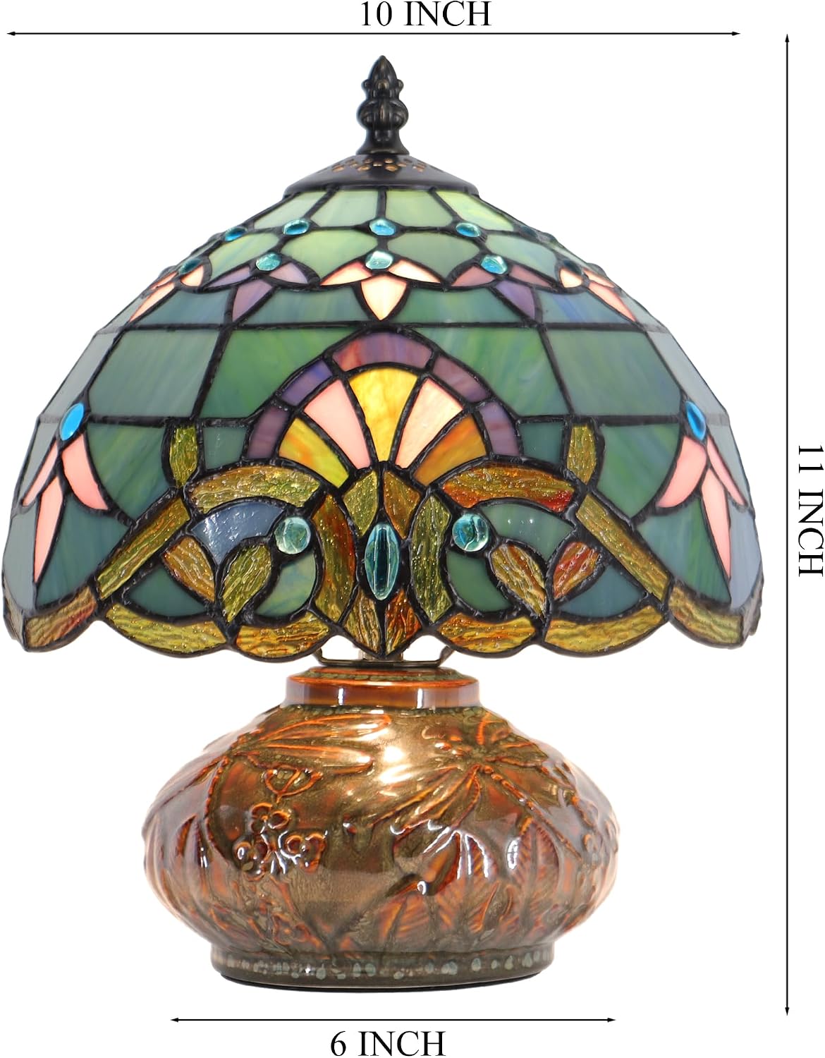 Small Tiffany Table Lamp Mini Mushroom Stained Glass Lamp Memory Sympathy lamp 10X11 Inch (Baroque Style)