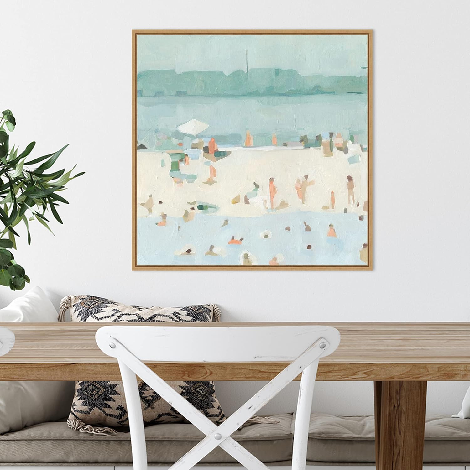 Amanti Art Framed Canvas Wall Art 22x22 Sea Glass Sandbar I by Emma Scarvey, Framed Wall Art Canvas, Abstract Artwork, Modern Decor, Medium Poster Painting for Living Room, Bedroom, Bathroom, Kitchen