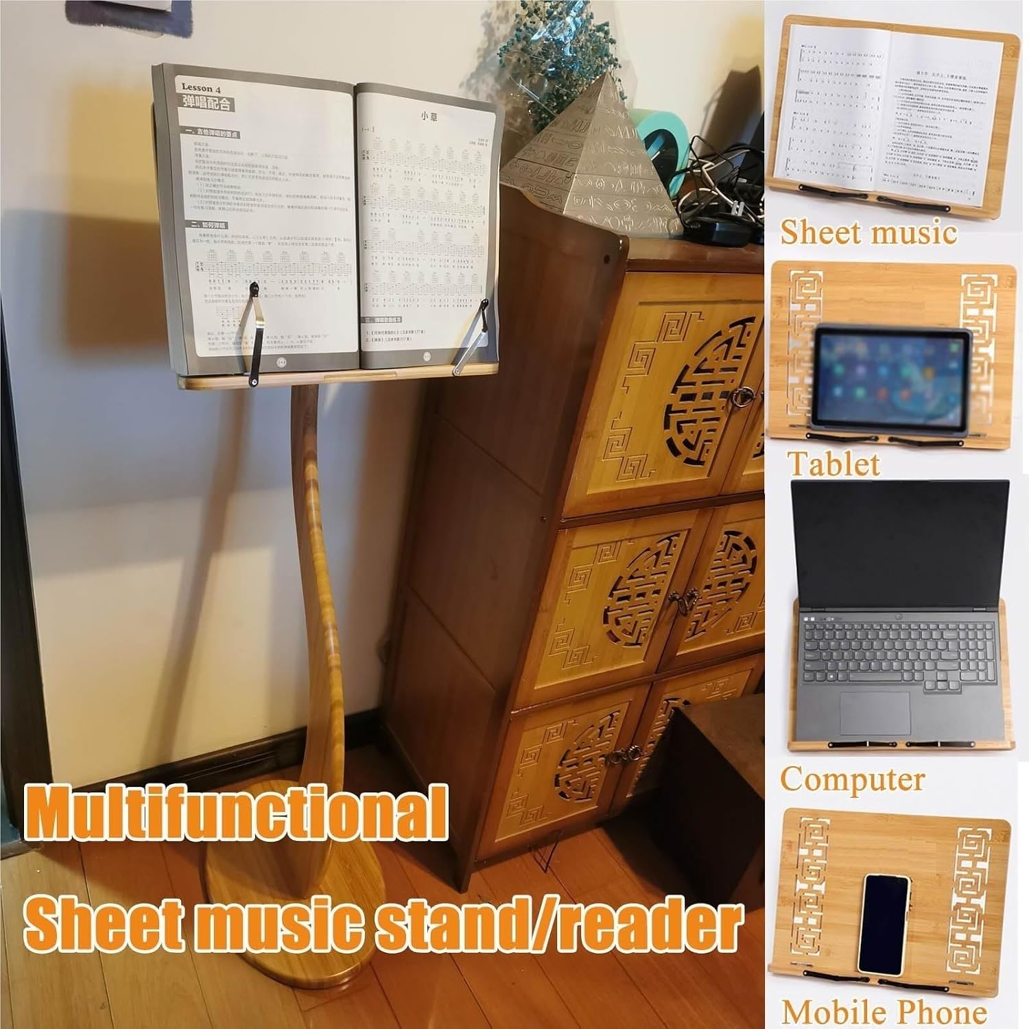 Sheet Music Stand Music Stand Book Stand Portable Wooden Music Stand Guitar Violin Music Stand 340° Flip Music Stand Holder
