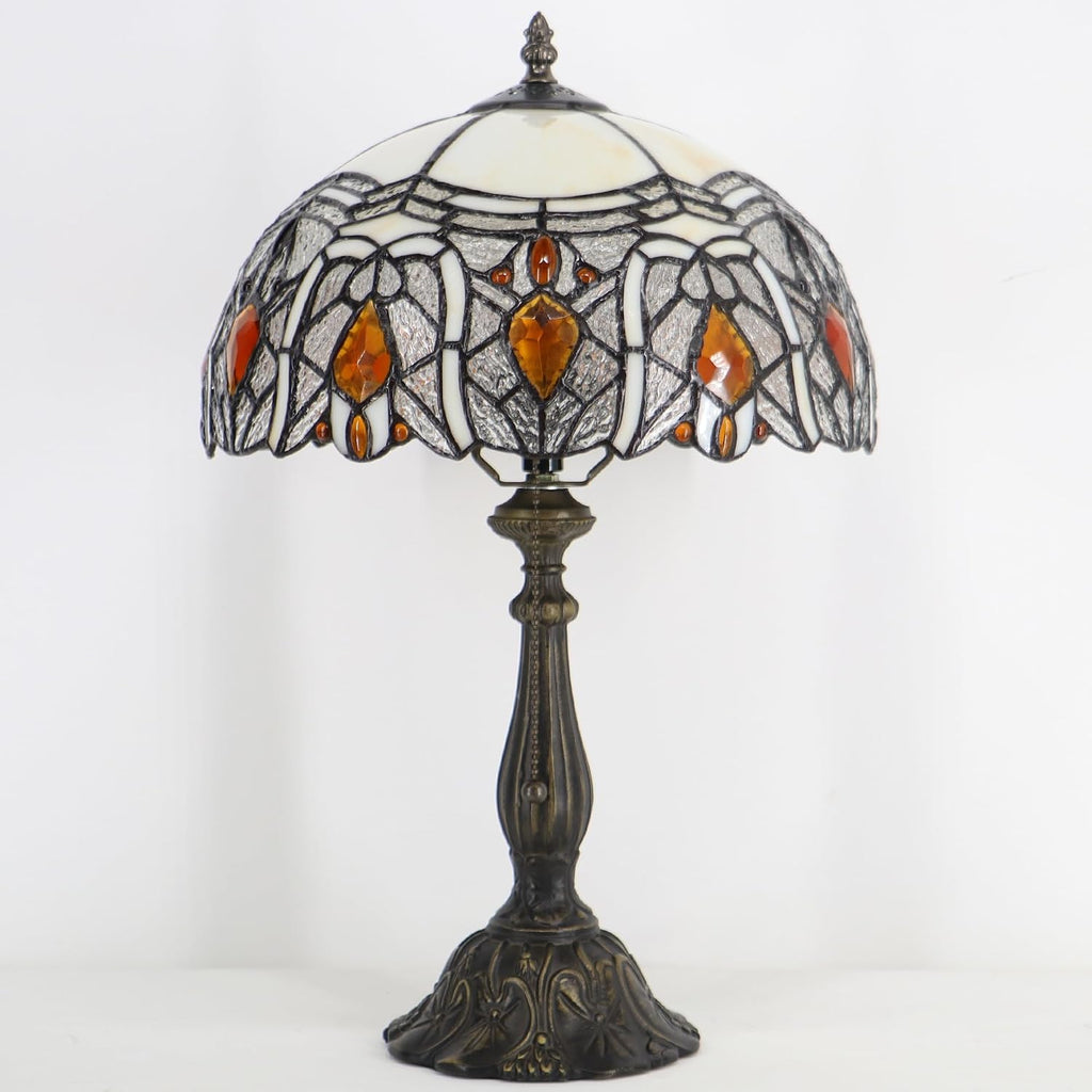 Tiffany Style Lamp Stained Glass Table Lamp Memory Sympathy Desk Reading Light 12X19 Inch (Crystal Style)