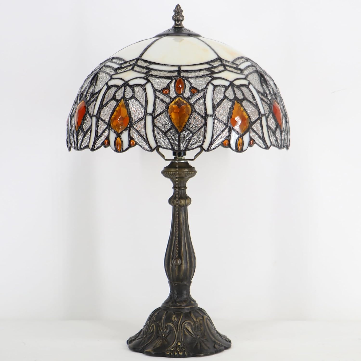 Tiffany Style Lamp Stained Glass Table Lamp Memory Sympathy Desk Reading Light 12X19 Inch (Crystal Style)