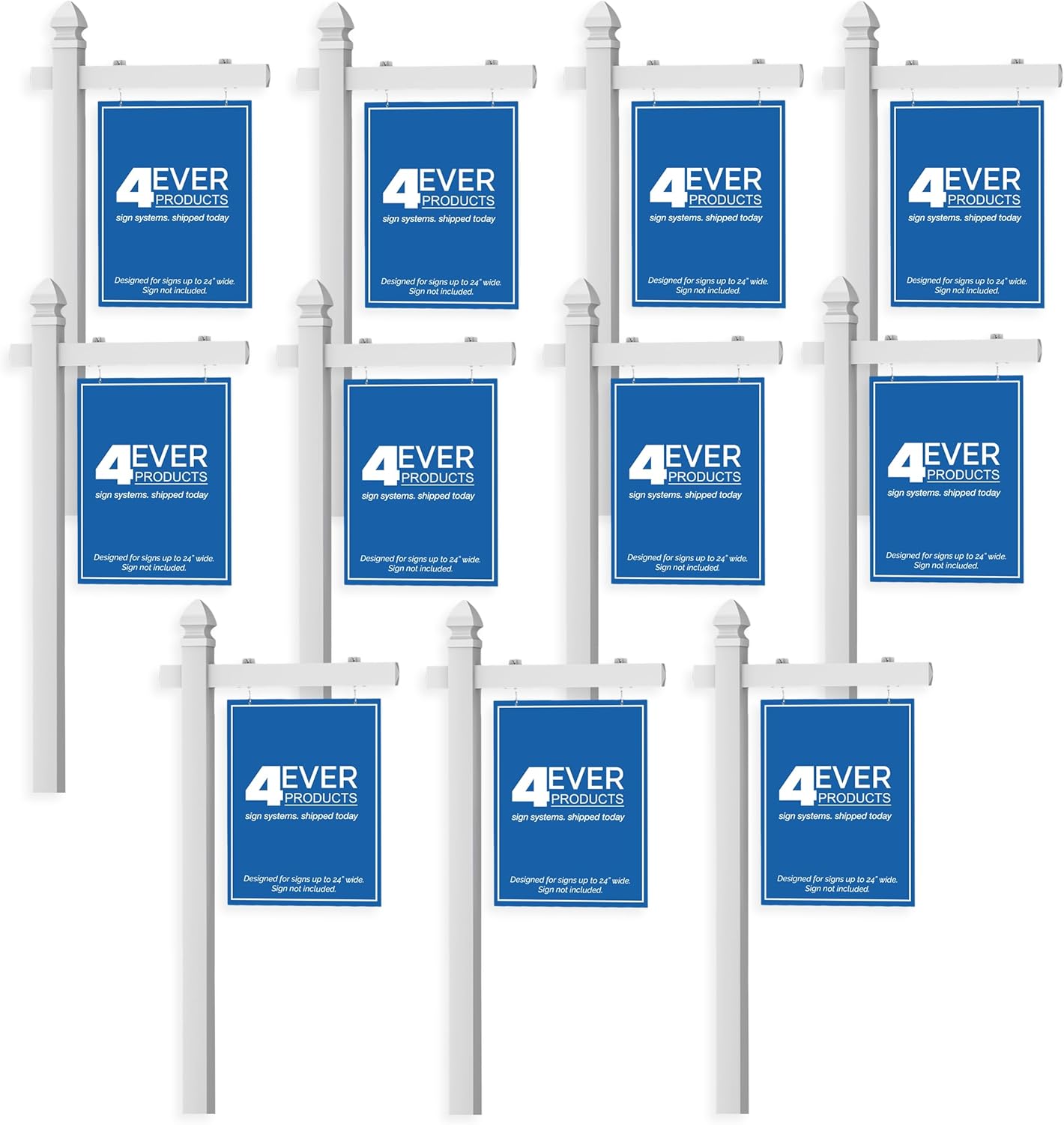 4Ever Products Vinyl PVC Real Estate Sign Post - White - 6' Tall Post - 10 Pack