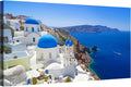 OKEXCKK Large Canvas Print Wall Art Santorini in Greece Painting Wall Decor, Blue Coastal Landscape Coastal Artwork Seascape Pictures for Living Room, Bedroom, Office Decoration - 29'x58'