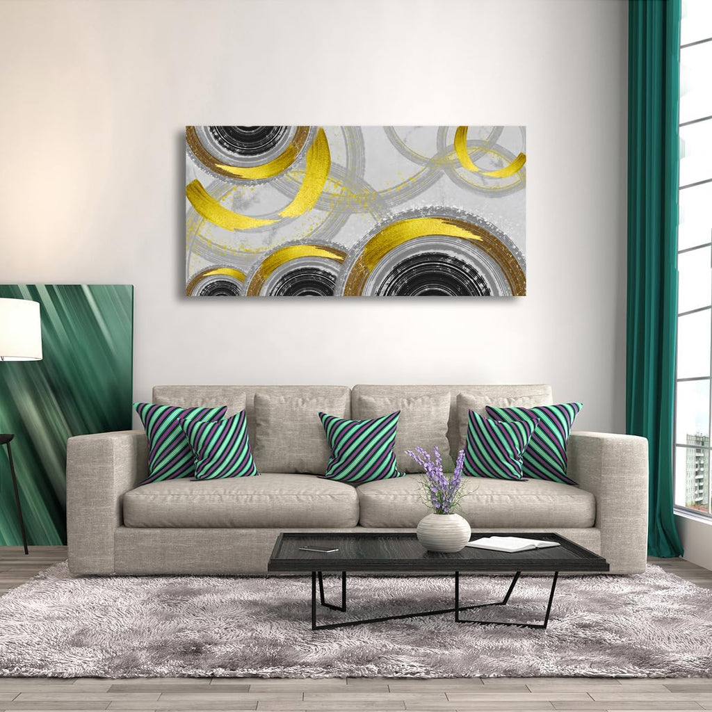 Yellow Abstract Smart Line Pictures Canvas Wall Art for Living room Bedroom Wall Decor,Smart Line Wall Art Print Paitnings for home Decor,Morden Artwork Line Drawing Canvas Art -70x35inches