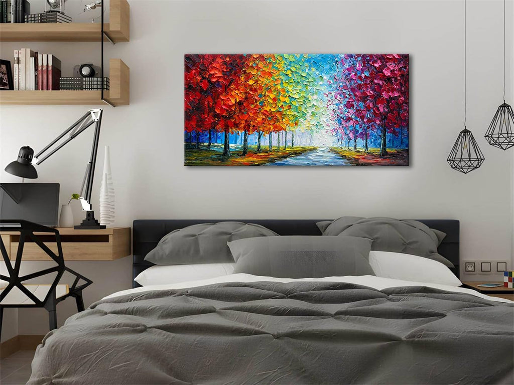 zoinart Colorful Oil Painting on Canvas, Abstract Landscape Wall Art, Texture Painting Wall Art, Modern Wall Painting for Living Room Deco