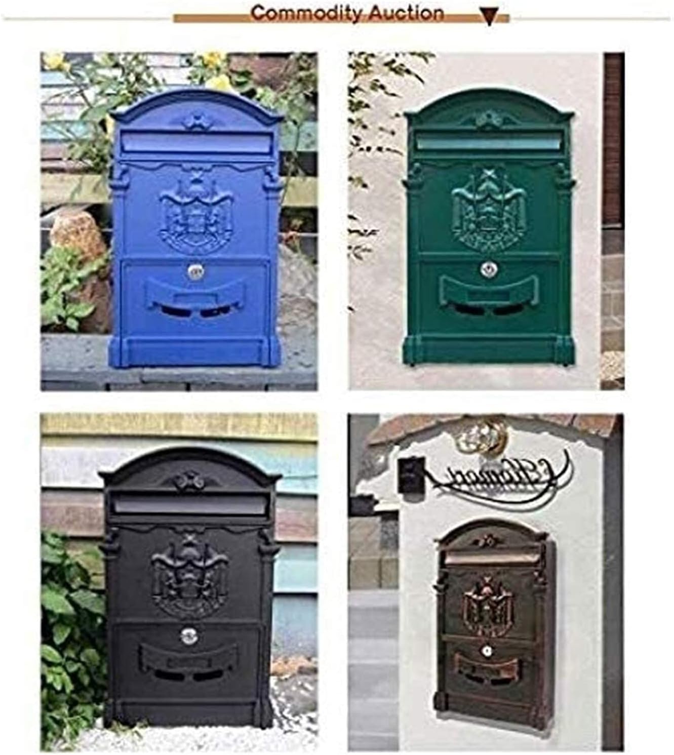 Post Box Outside Mailboxes,Vintage European Mailbox Aluminum Outdoor Wall Mounted Mail Box Post Box Secure Letterbox /10.2x4x16.2in Mailbox