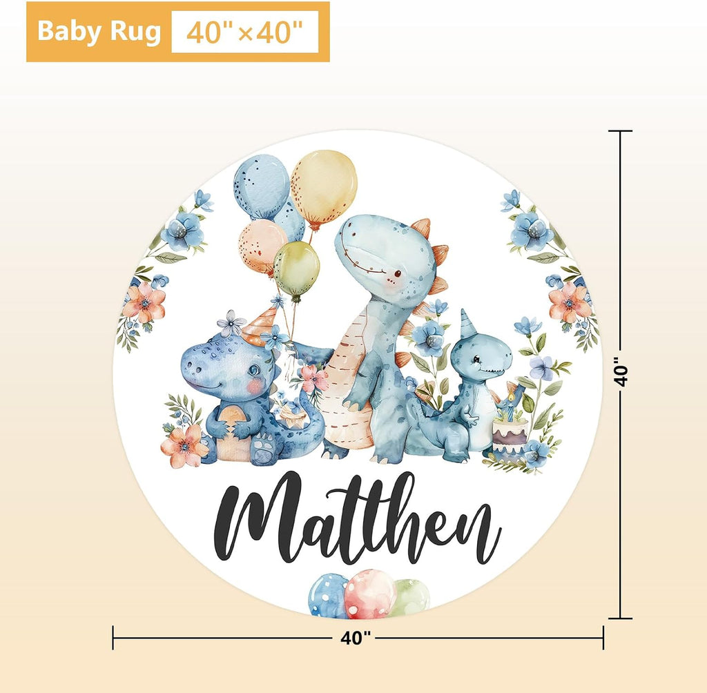 Terwex Custom Baby Crib Set - 5 Pcs Personalized Name Blue Dinosaur Crib Bedding Set for Infants Toddlers - Soft Double Layer Nursery Bedding Set for Boys - Customized Gifts for Baby Shower Birthday
