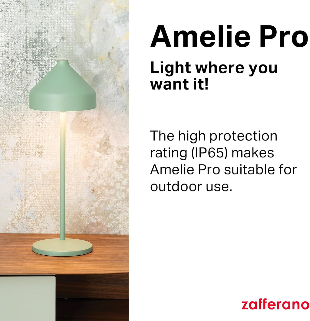 Zafferano, Amelie Pro Lamp, Rechargeable Cordless Table Lamp with Touch Control, Suitable for Indoor and Outdoor, Dimmer, 2200-3000 K, Height 13.4 Inches, Terracotta Color
