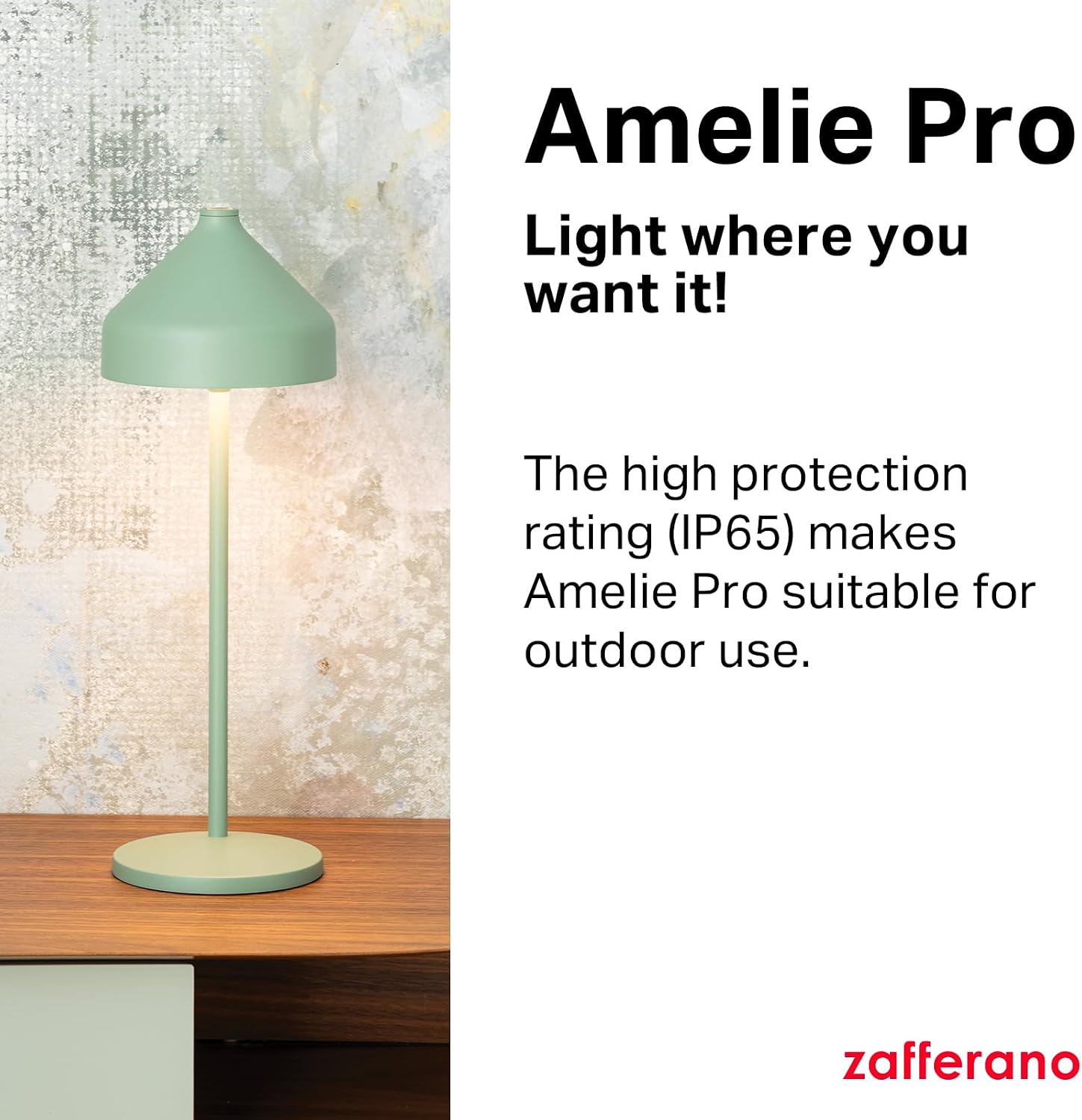 Zafferano, Amelie Pro Lamp, Rechargeable Cordless Table Lamp with Touch Control, Suitable for Indoor and Outdoor, Dimmer, 2200-3000 K, Height 13.4 Inches, Terracotta Color