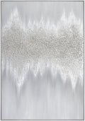 Silver Abstract Wall Art Decor - Grey Hand-Painting Embellished with Sand Grain and Glitter in Metallic Hues, Brilliant Modern Abstract Canvas for Living room, Bedroom Decor, 28' x 40', Framed