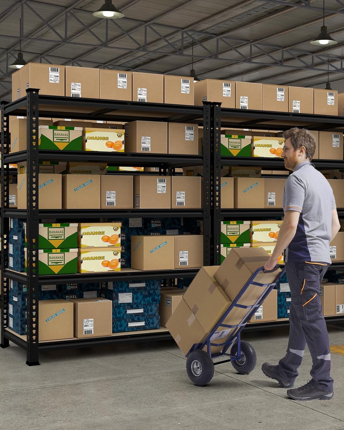 PrimeZone 35.5' x 12' x 72' Heavy Duty Storage Shelves - 5 Tier Adjustable Garage Storage Shelving, Metal Storage Utility Rack Shelf Unit for Warehouse Pantry Closet Kitchen, Black, 2 Pack