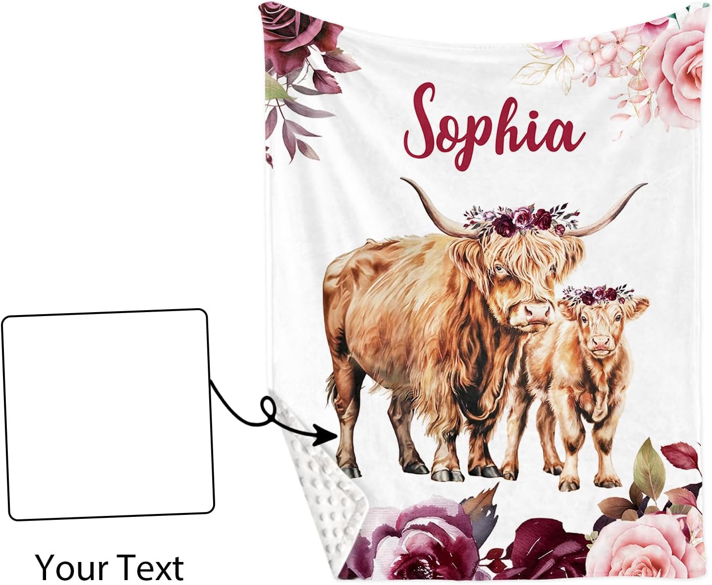 TOOTANN Custom Baby Crib Bedding Set, 5 Pcs Personalized Name Baby Crib Sheets for Kid Toddler Infant, Highland Cow Mother and Calf Nursery Bedding Set