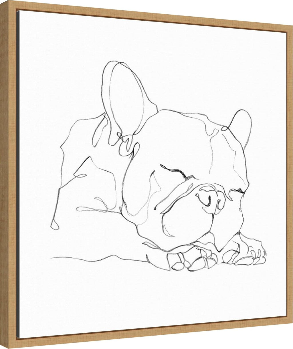 Amanti Art Framed Canvas Wall Art 22x22 French Bulldog Contour II by Ethan Harper, Framed Wall Art Canvas, Animals Artwork, Modern Decor, Medium Poster Painting for Living Room, Bedroom, Bathroom,