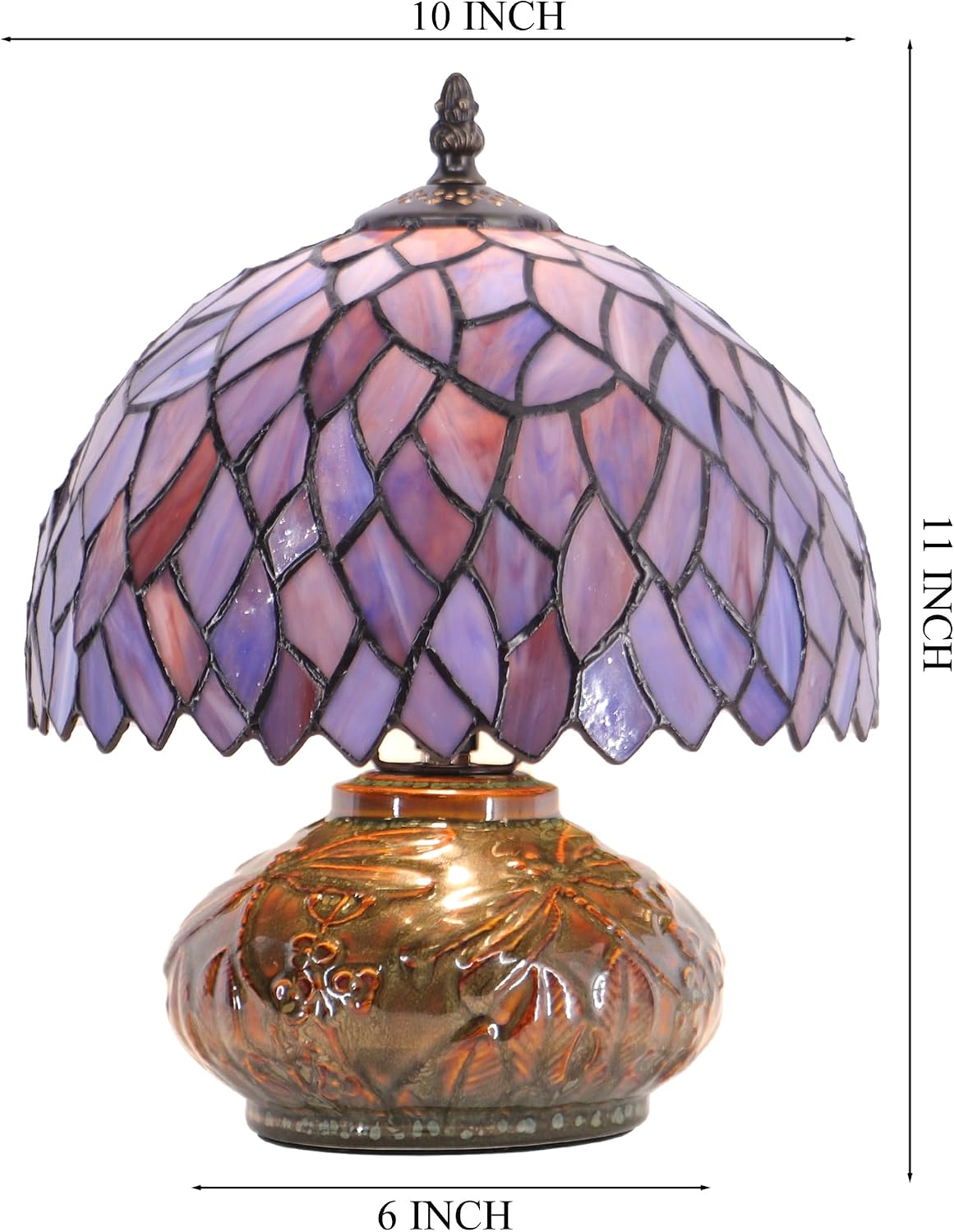 Small Tiffany Table Lamp Mini Mushroom Stained Glass Lamp Memory Sympathy lamp 10X11 Inch (Wisteria Style)