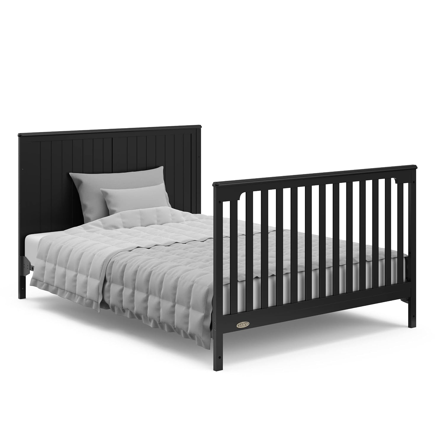 Graco Hadley 5-in-1 Convertible Crib with Drawer – GREENGUARD Gold Certified, Fits Standard Crib Mattress, Converts to Toddler Bed, Daybed and Full Bed, 4 Adjustable Mattress Heights (Black)