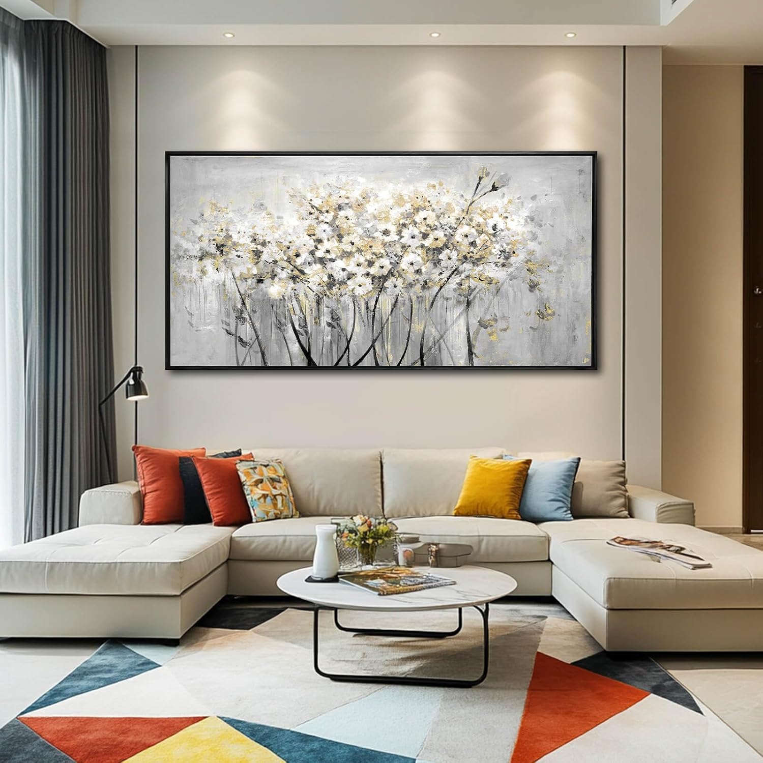 VAYIMDH Green Wall Art Flowers Wall Decor Floral Paintings Extra Large Artwork Arts Nature Pictures for Home Office 36'x70'