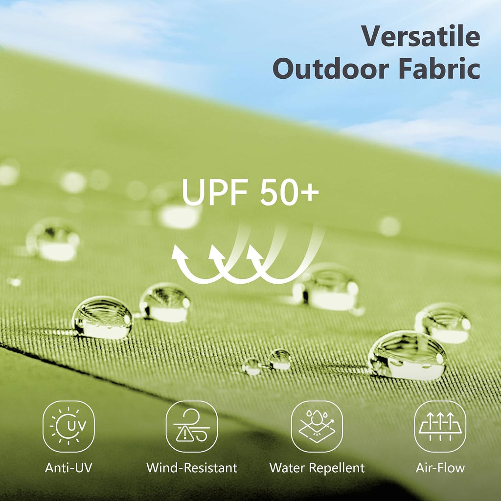 MFSTUDIO 15ft Double Sided Patio Umbrella with Solar Lights, Outdoor Large Umbrellas with Crank Handle and 36 LED Lights, Rectangular Market Umbrella with Base Included for Deck Pool Shade, Lime Green