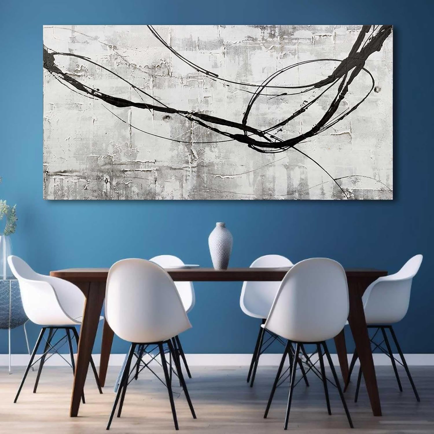 XIANSHOU Large Living Room Wall Decor Abstract Canvas Wall Art Black Wall Decor Contemporary Dining Room Pictures Office Home Decorations 29'x 58' Hallway Decor
