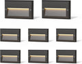 GOODSMANN Low Voltage Step Lights Kits 5.5 Inch Outdoor 12V AC Landscape Stair Lights Wired 8PK 3W LED Electric Outdoor Deck Lighting Black Metal 49 Lumens 3000K Warm White with Cable Connectors