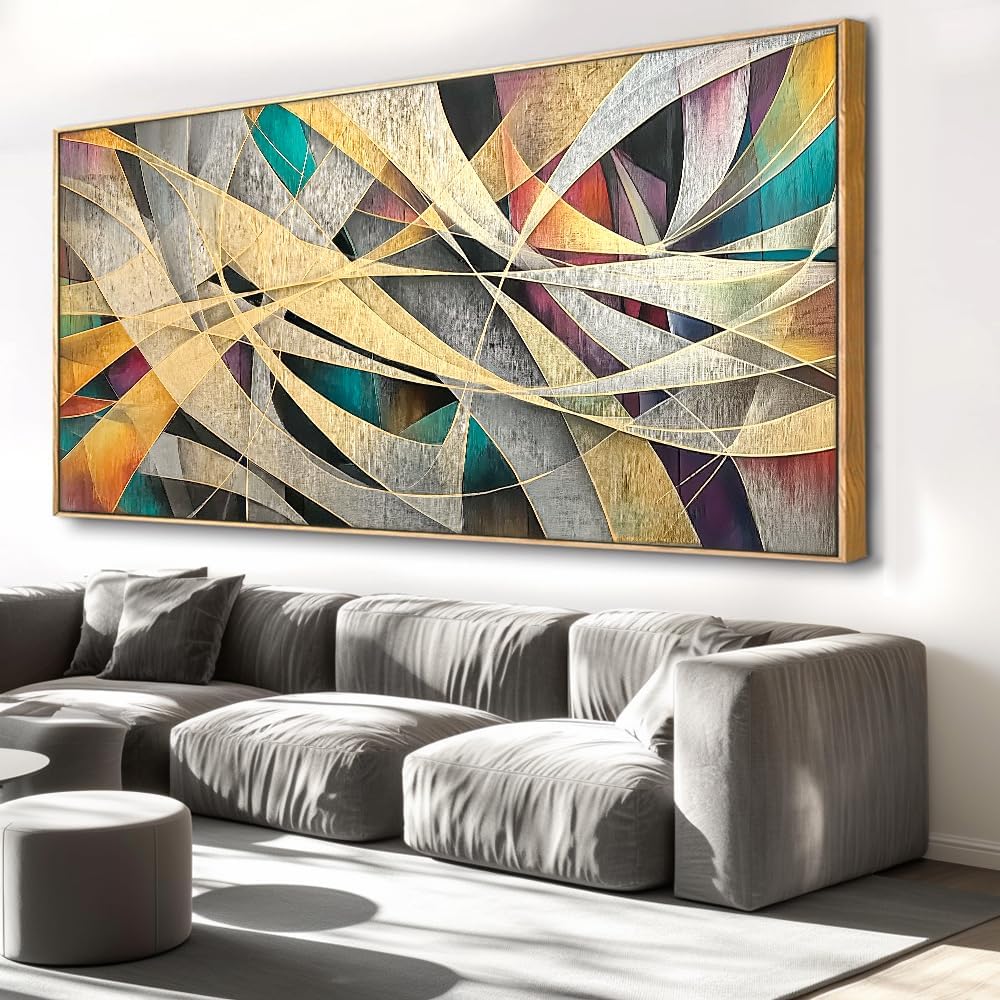 Wall Art - Framed Modern Abstract Canvas Painting for Living Room, Bedroom Home Office Decor, 60x30 Inch Ready to Hang
