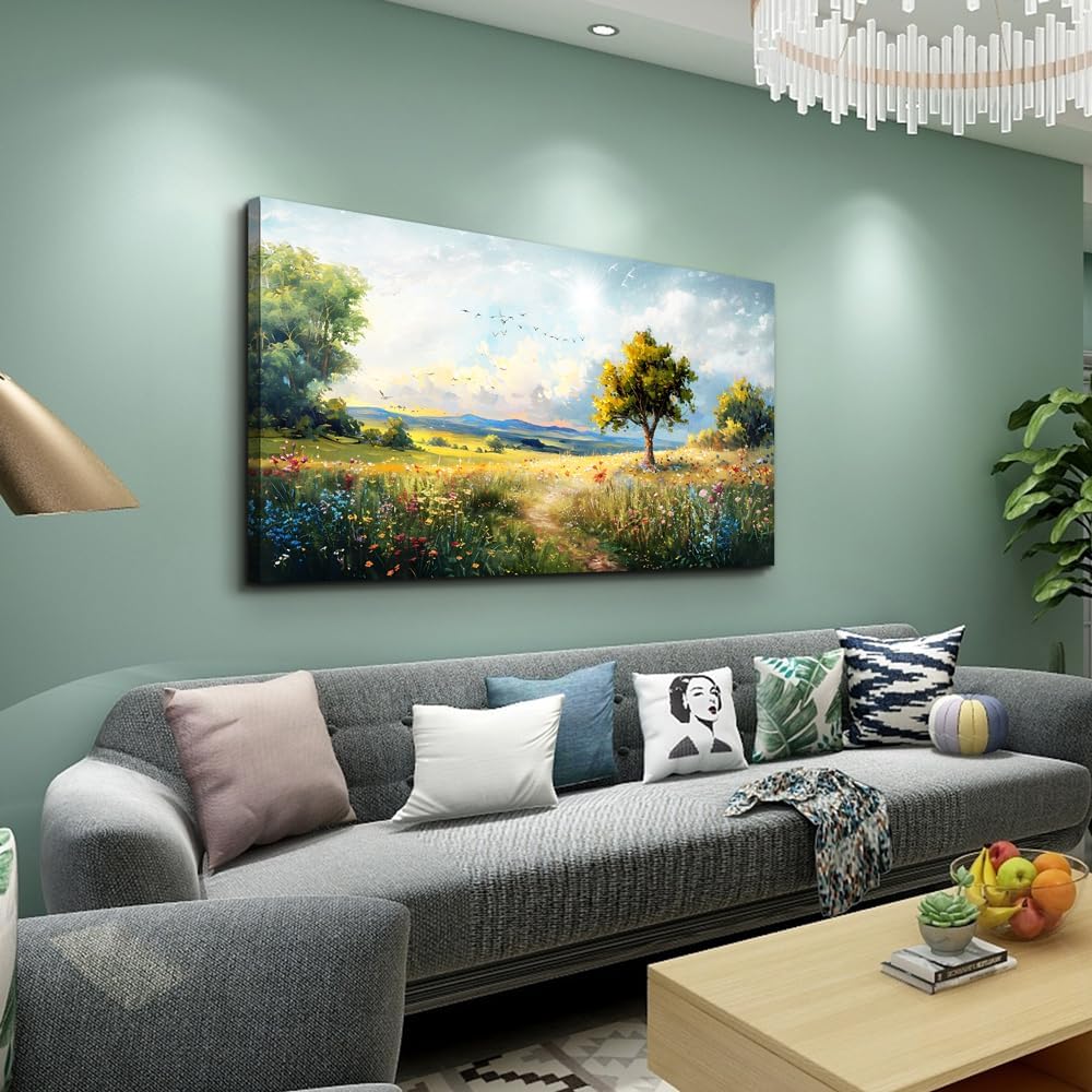 Wapluam Large Wall Art For Living Room Wall Decor For Bedroom Office Decorations Pastoral Wall Paintings Scenery Abstract Watercolour Farmhouse Pictures Modern Posters Canvas Prints Artwork Home Decor