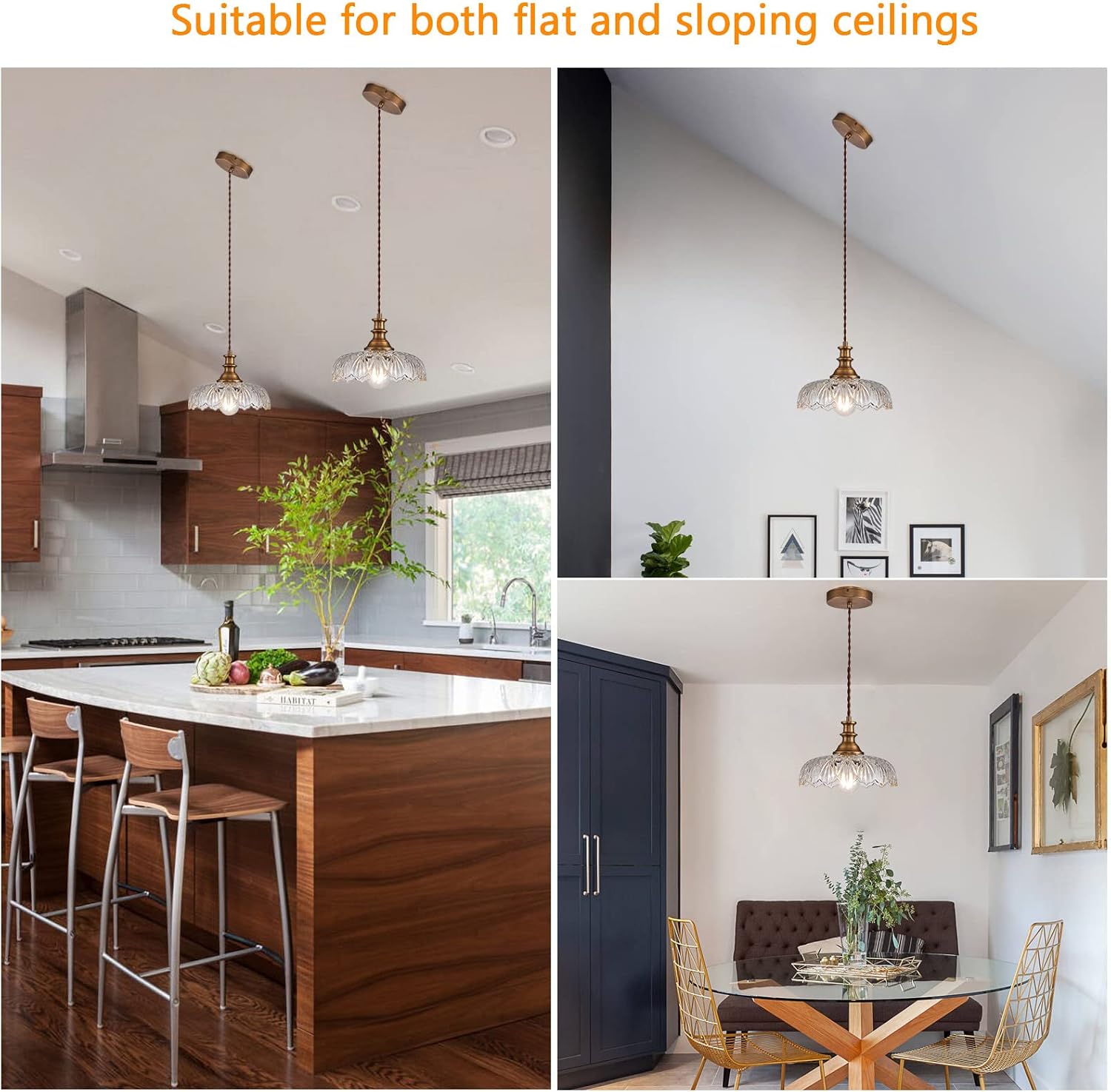HDDFL Vintage Pendant Lights Fixture Modern Pendant Lighting Fixtures Hanging Lamp for Kitchen Island Bedroom Living Room Hallway 2 Pack