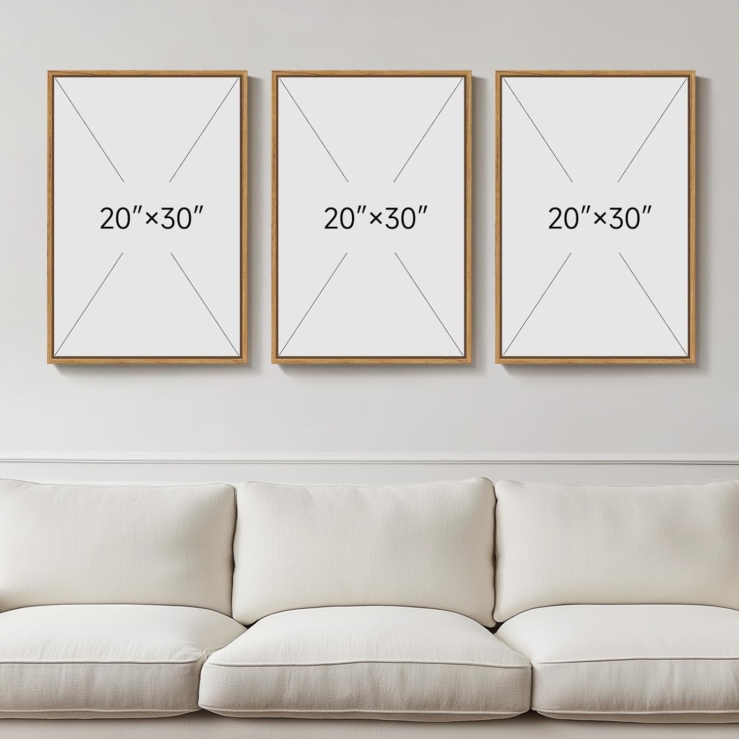 Framed Vintage Botanical Wall Art for Living Room, 3 Piece Neutral Floral Canvas Artwork for Modern Farmhouse Walls, Rustic Green Flower Painting Prints for Bedroom Office Kitchen Wall Decor, 20x30