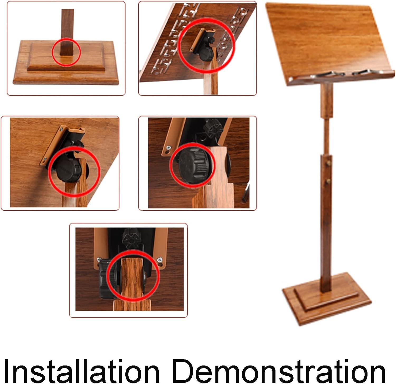 Violin Music Stand with Carrying Bag, Sheet Music Stand with Violin Hanger, Stable and Rotatable, The Wooden Bookshelf is More Stable, Extra Stable Metal Music Stand,