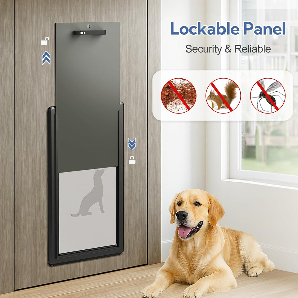 XL Full Enclosed Magnetic Flaps Dog Door, Rustproof Aluminum Alloy Frame, Extreme Weather Resistant Heavy Duty Pet Door, Supports Pets Up to 220 Lbs (Black)