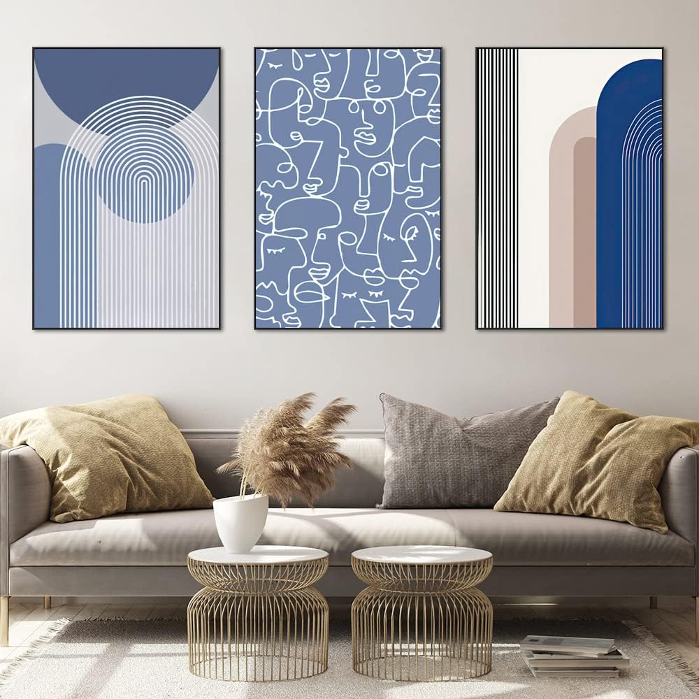 FCHUI Framed Canvas Wall Art Set, minimalism Abstract Boho Oil Painting Photo Modern Posters Prints Ready to Decor Hanging Living Room Bedroom Bathroom Office Home Wall Decor