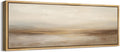 MUDECOR Large Framed Canvas Print Wall Art Neutral Beige Horizon Abstract Modern Minimalist Landscape Illustrations Decorative Colorful for Bedroom - 60'x20'