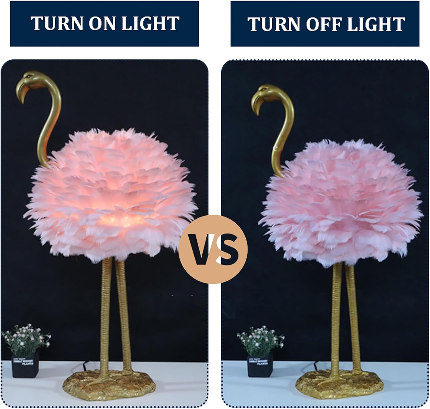 Feather Table Lamp,Flamingo Light Flamingo Lamp,Modern Bedside Lamp Plug in,Large Led Desk Lamp,Decorative Nightstand Lamp Night Light for Bedrooms Living Room Girls Room Decor