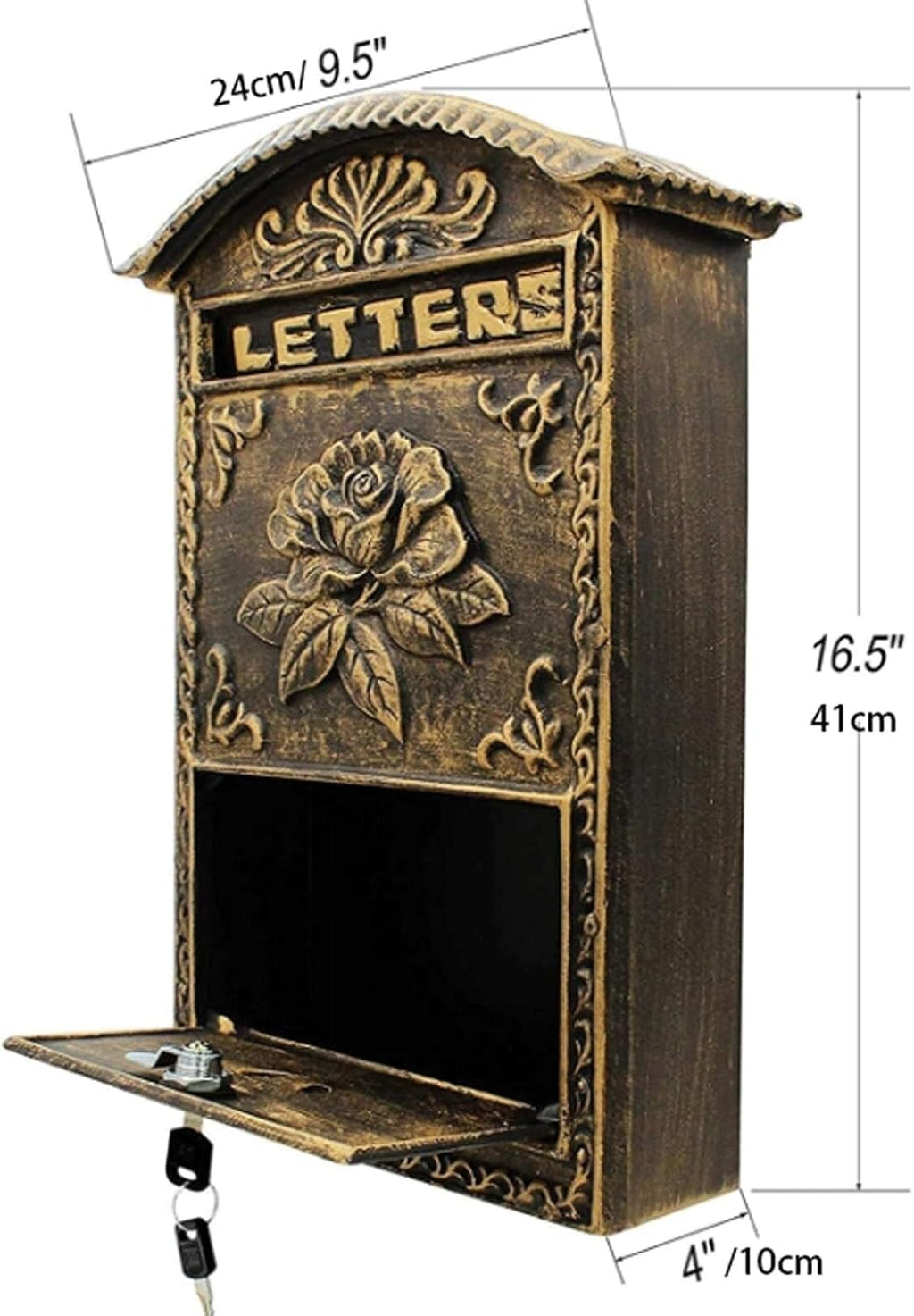 Locking Mailboxes Aluminum Mailbox for Outside Drop Box with Rose Relief Post Box Rustic Comment Box Metal Suggestion Box