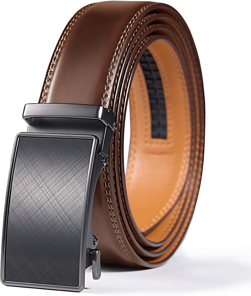 Classic Genuine Leather Men's Ratchet Belt Dress Casual Adjustable Trim-to-Fit Gift
