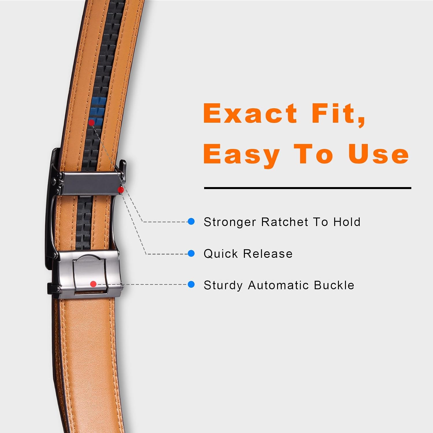 Classic Genuine Leather Men's Ratchet Belt Dress Casual Adjustable Trim-to-Fit Gift
