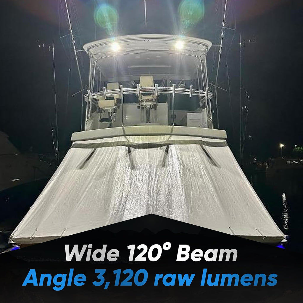 Black Oak LED Marine Flush Mount Spreader Light - IP69K Rating Marine Spreader Light Single Row – 4-20W 120 Degree Throw and 3,120 Raw Lumens (4-Inch, White)