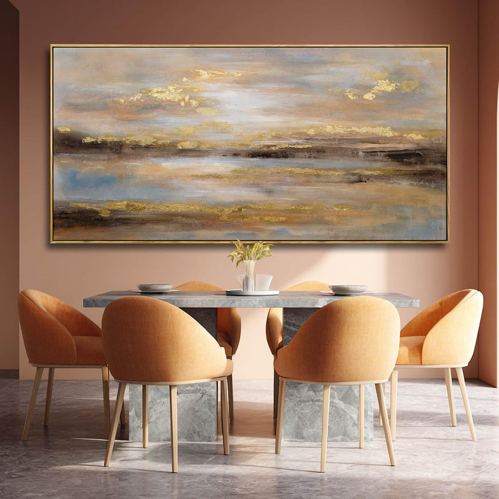 Large Framed Artwork for Living Room Abstract Bedroom Wall Art Gold Abstract Wall Decor Office Home Decor 29'x 58' Canvas Painting Wall Hanging