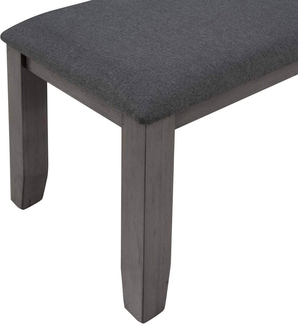 Wood Dining Table Set with Bench and 4 Chairs, 6 Piece Dining Room Table Set for 6 People, Rustic Style Kitchen Table Set (Gray+Cushion seat)